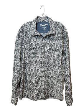 Wrangler Retro Men's Button Down Western Top Paisley XXL Gray White Ranch Farm
